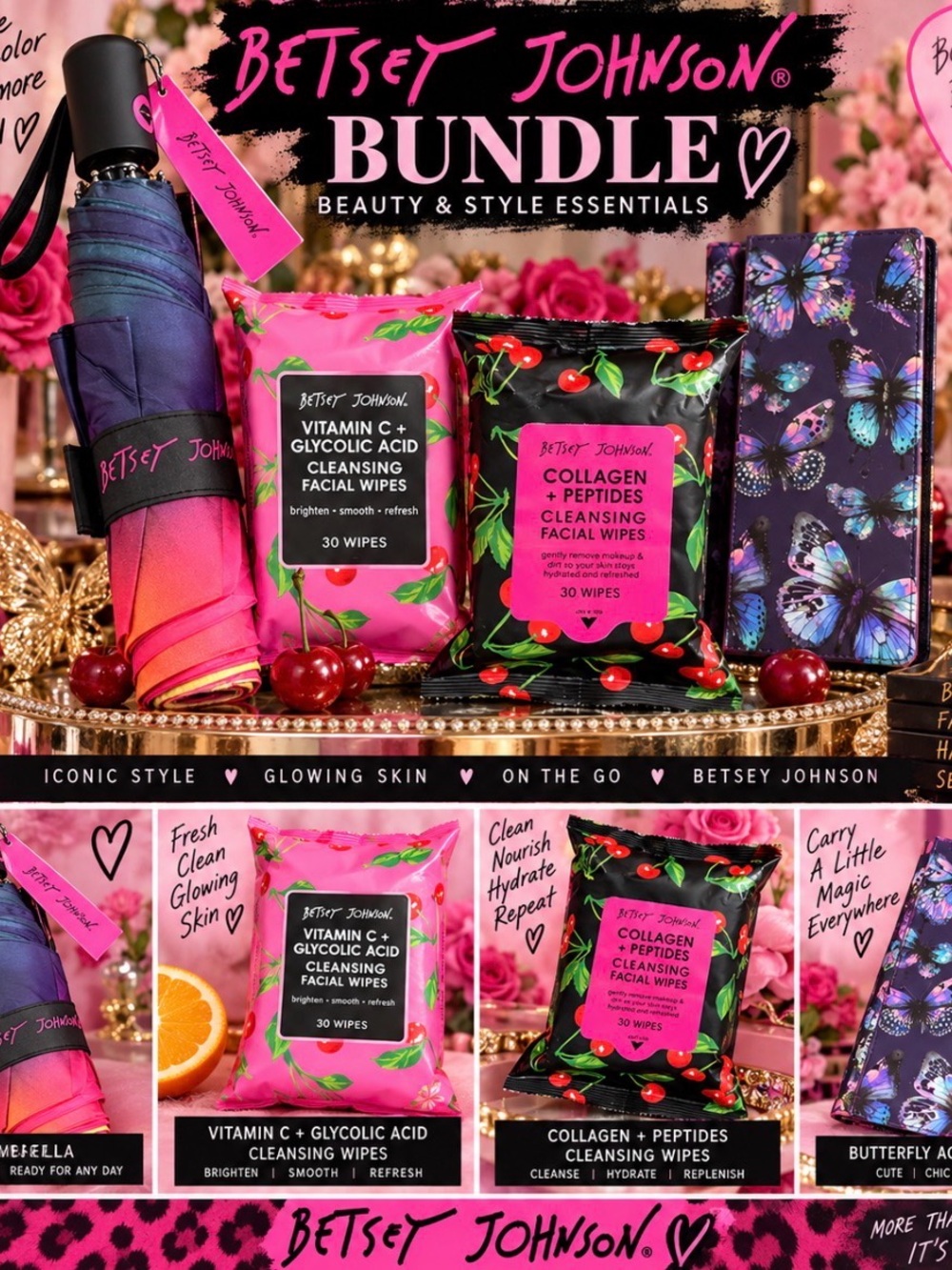 Betsey Johnson Women’s Bath & Body Bundle - Pink & Black